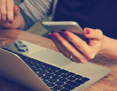 woman holding phone